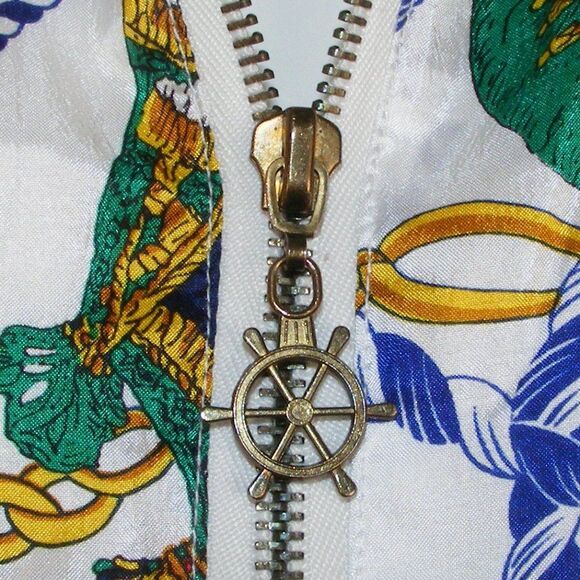 Lavon Track Jacket, M, Vintage, Nautical, Hooded, Pockets, Blue/White - Picture 2 of 15